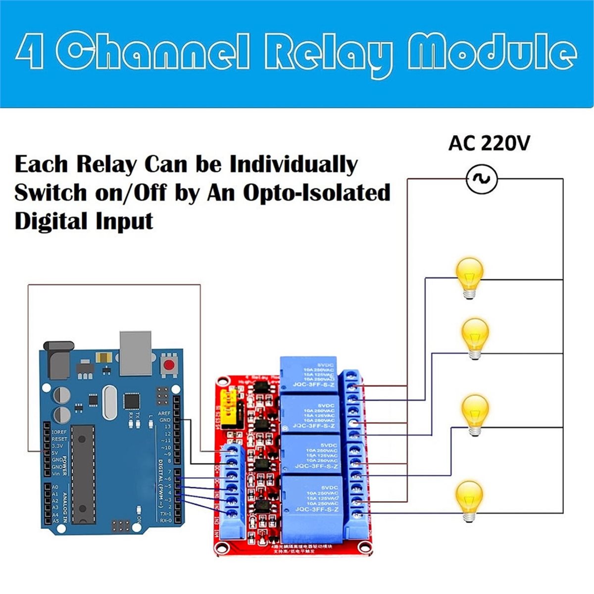 Relay Module 4 Channel - وحدة ريلاي A49T رباعية القنوات 5