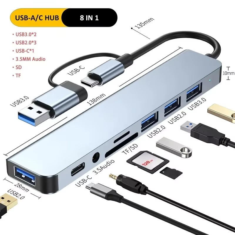 Sd Card Module - محول USB متعدد المنافذ 8 في