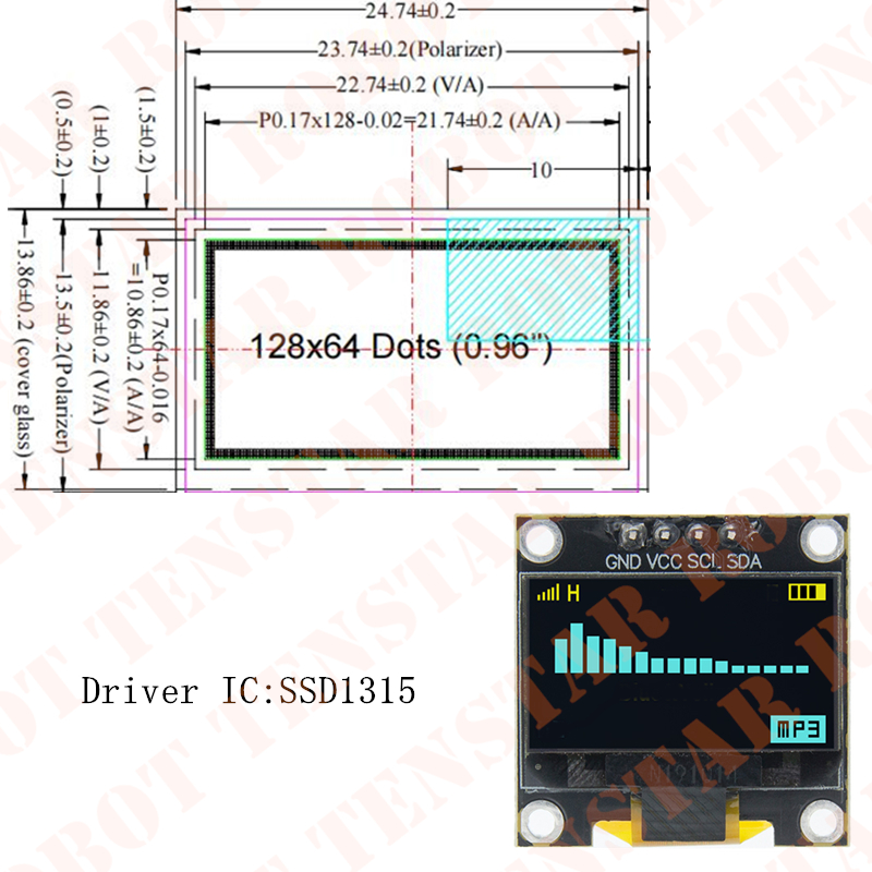 TENSTAR 0.96 بوصة OLED SSD1306 - مراجعة Oled Display 0.96 وسعره